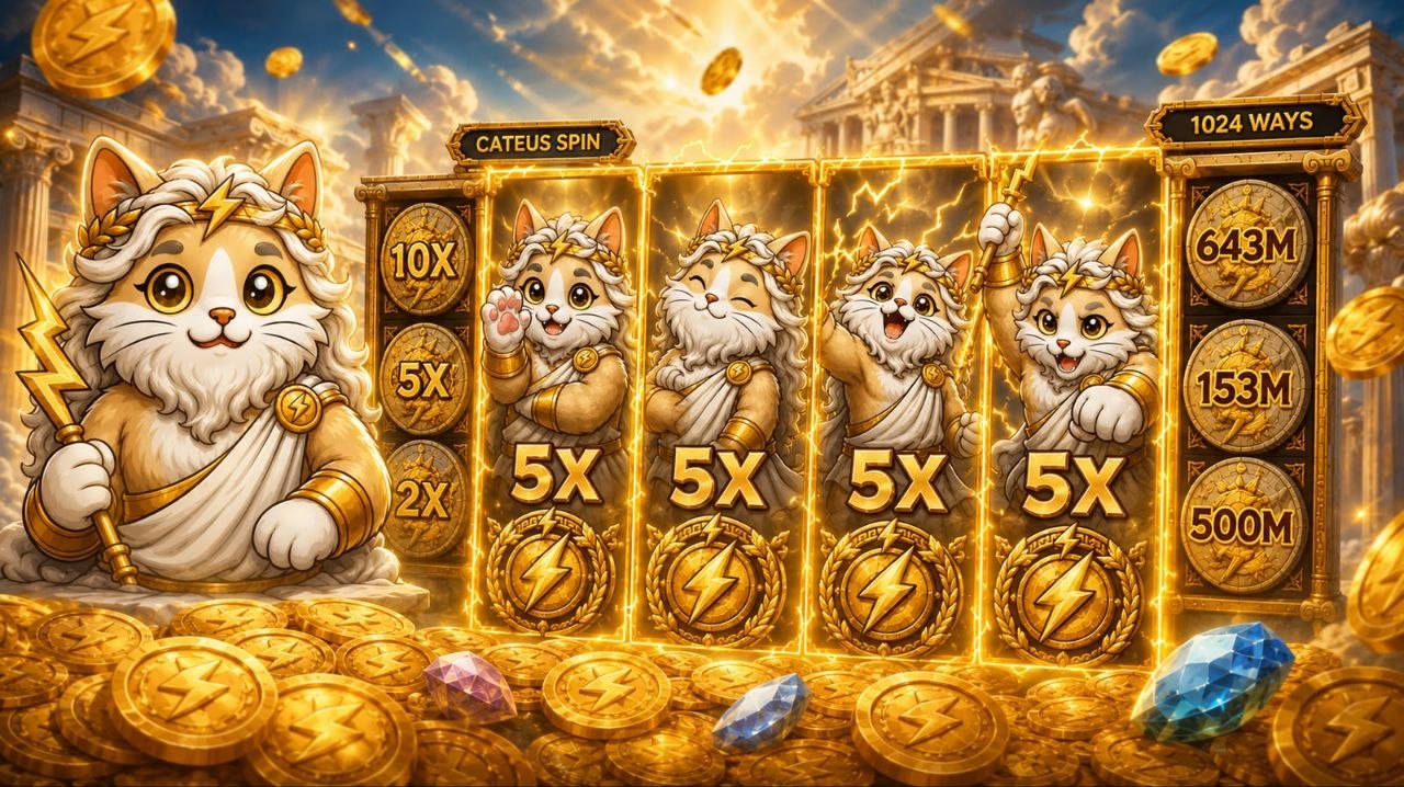 Cateus Olympus slot reels banner artwork